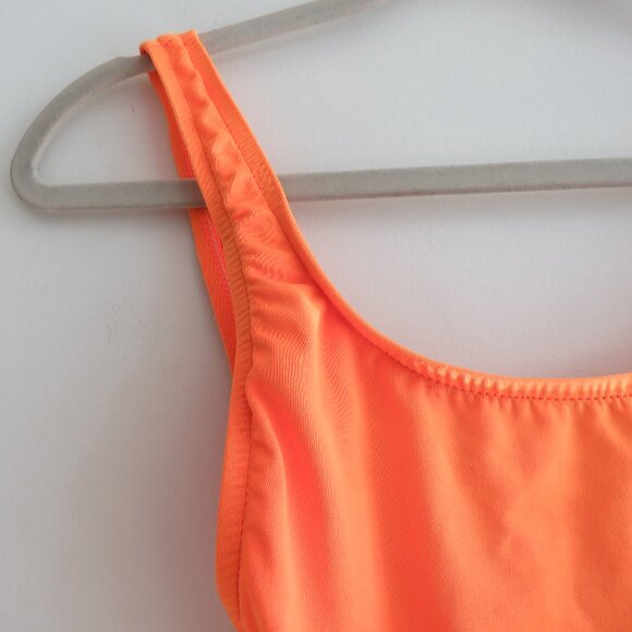 VINTAGE GOTCHA 90s Neon Orange Aztec Embroidered Open Back Swimsuit - Size S - Picture 6 of 15